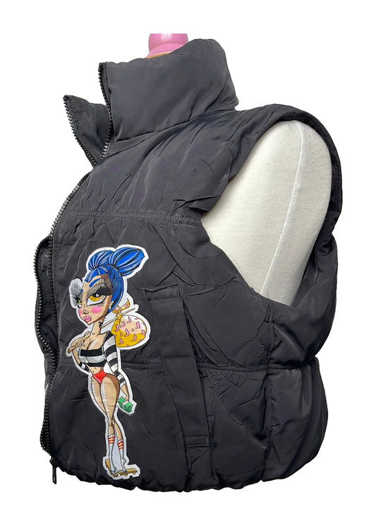 Boxy & Stacks Custom Bomber Vest – Small (Damaged) — original product photo on white