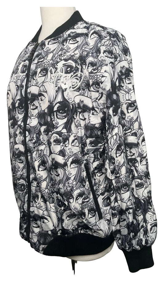 2018 Windbreaker – All-Over Black & White Print — original product photo on white
