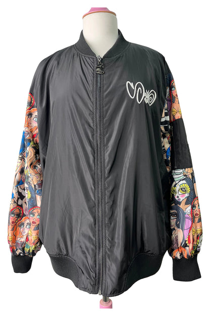 2018 Windbreaker – Colorful Collage Sleeves (L/XL, Damaged) — original product photo on white