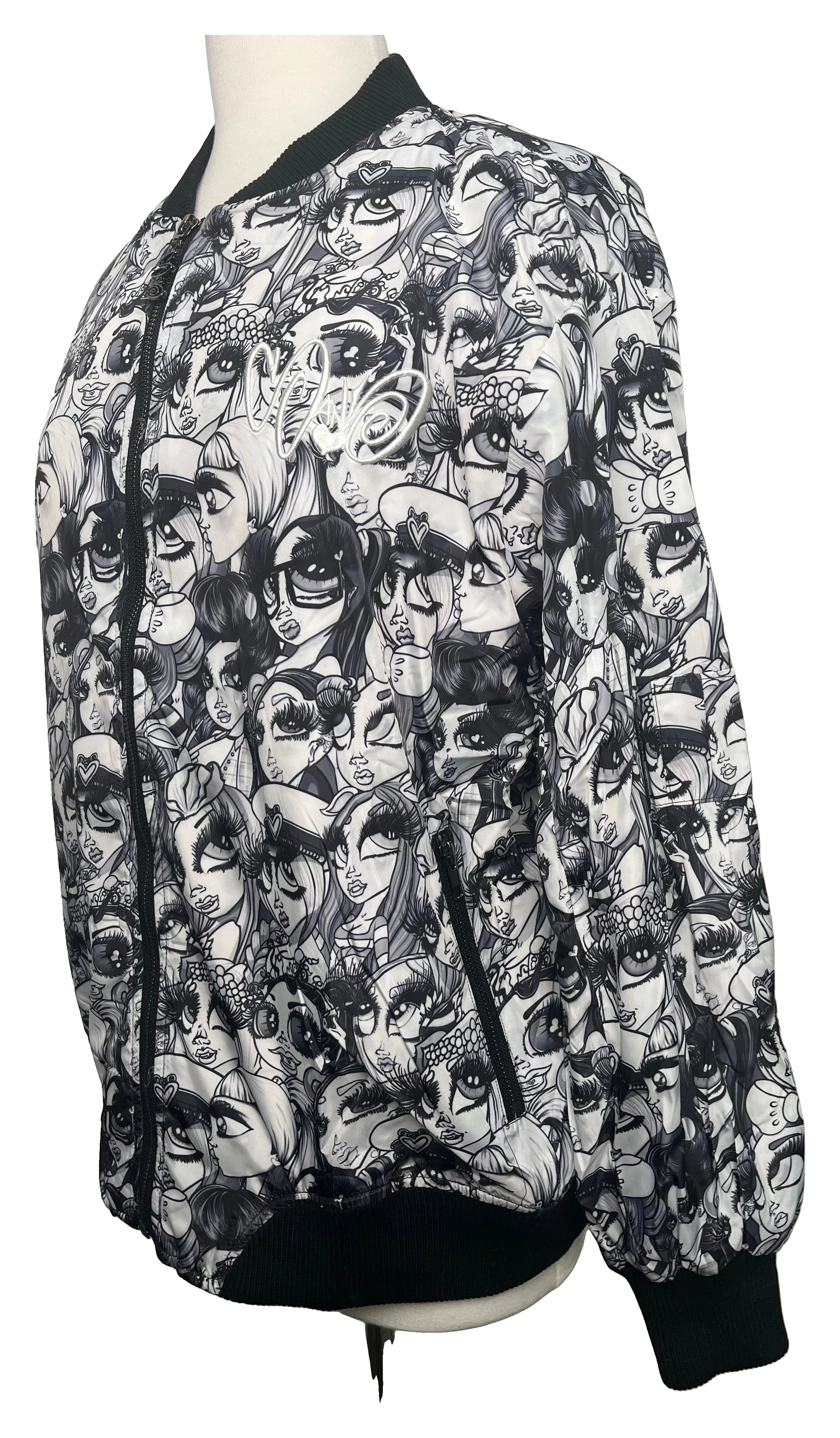 2018 Windbreaker – All-Over Black & White Print — original product photo on white