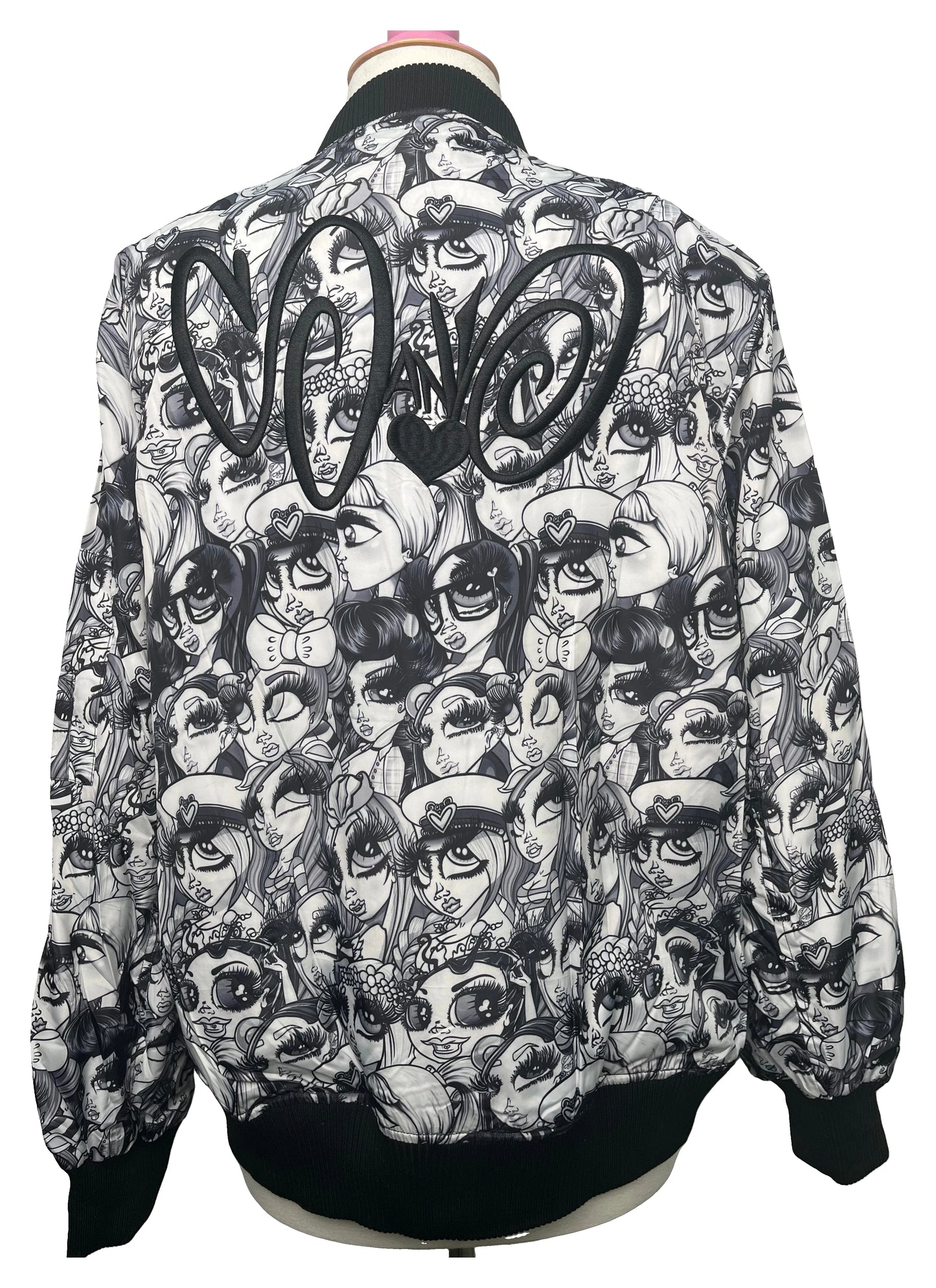 2018 Windbreaker – All-Over Black & White Print — original product photo on white