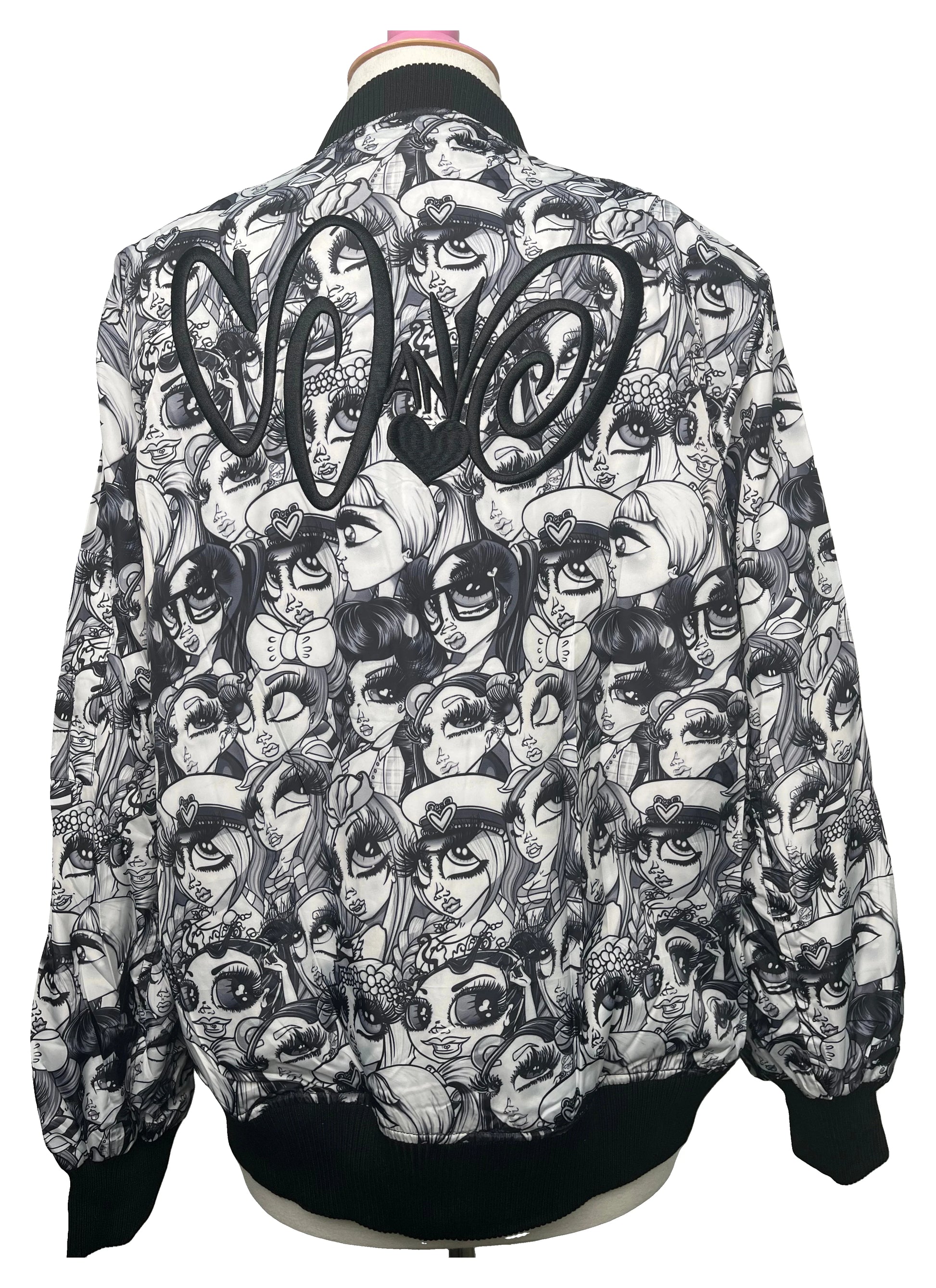 2018 Windbreaker – All-Over Black & White Print — original product photo on white