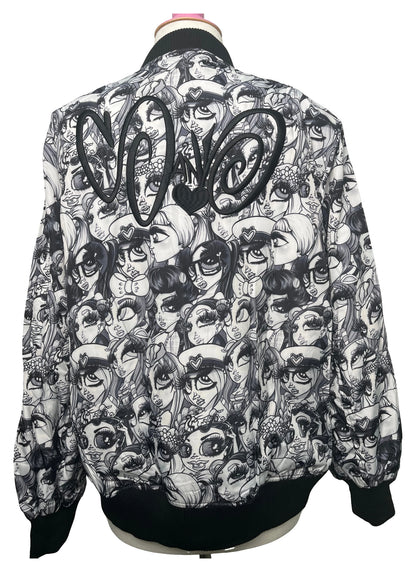 2018 Windbreaker – All-Over Black & White Print — original product photo on white