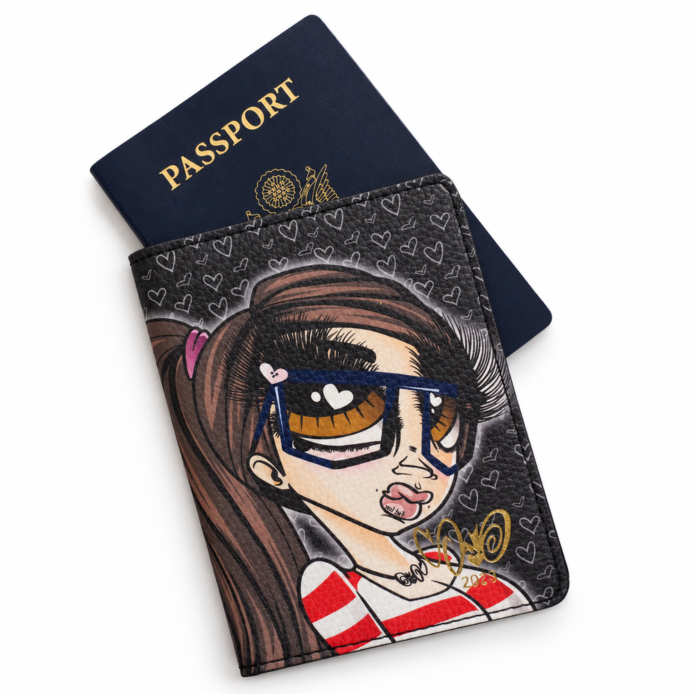 Smooth Hustler passport cover with original Sand Dolls artwork on a clean white background