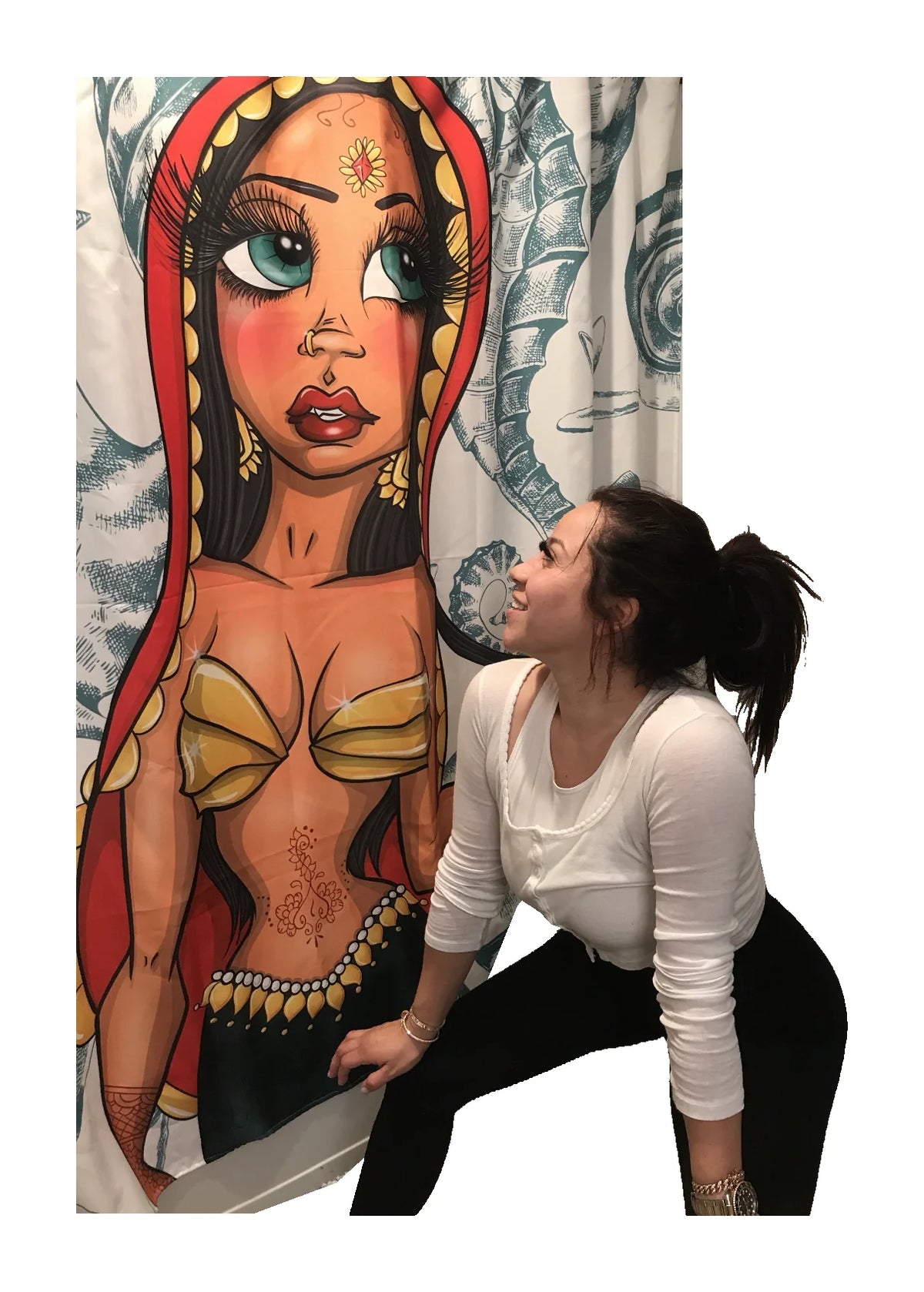Sand Doll Shower Curtains — original product photo on white