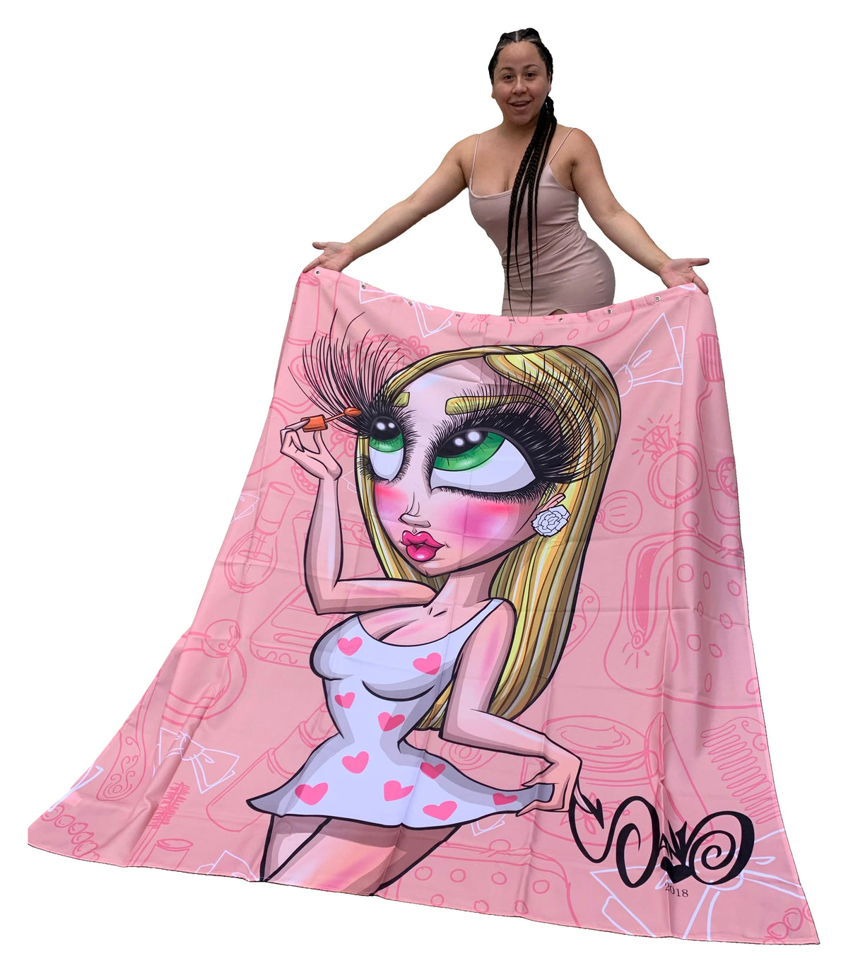 Sand Doll Shower Curtains — original product photo on white