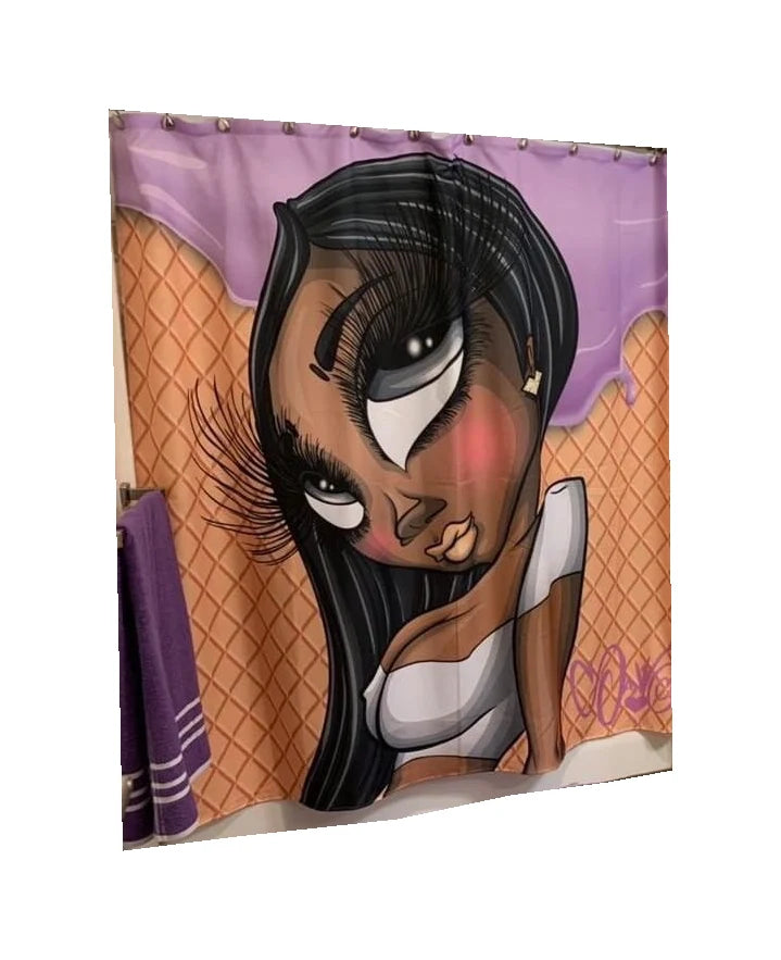 Sand Doll Shower Curtains — original product photo on white