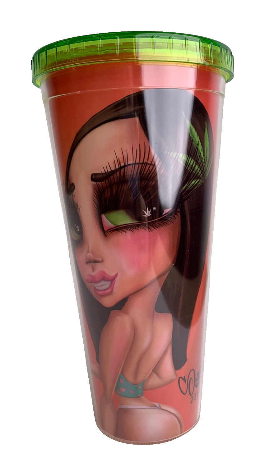Red Stony Tumbler with original artwork on a white background