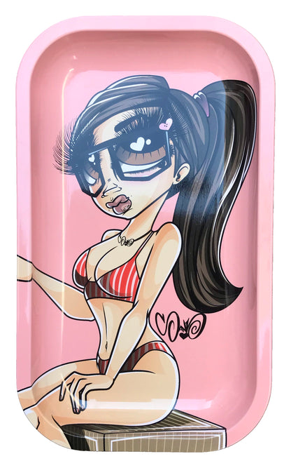 Rolling Doll Trays with original artwork on a white background